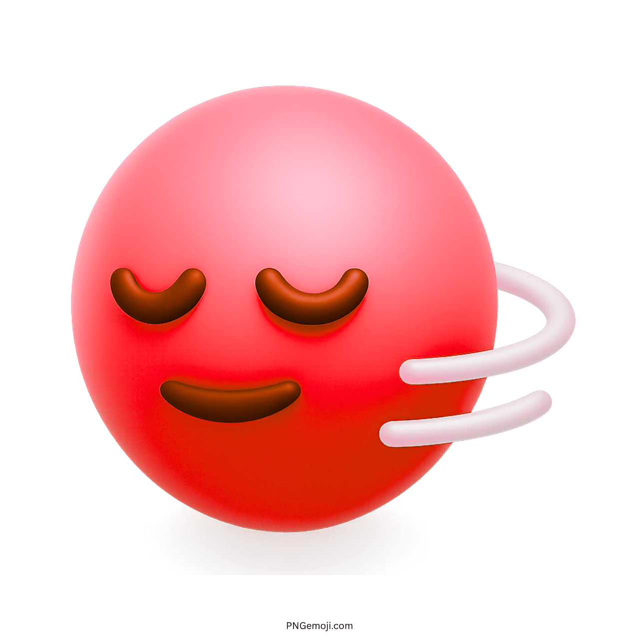 3D red nodding emoji with relaxed eyes, soft smile, and swaying motion lines