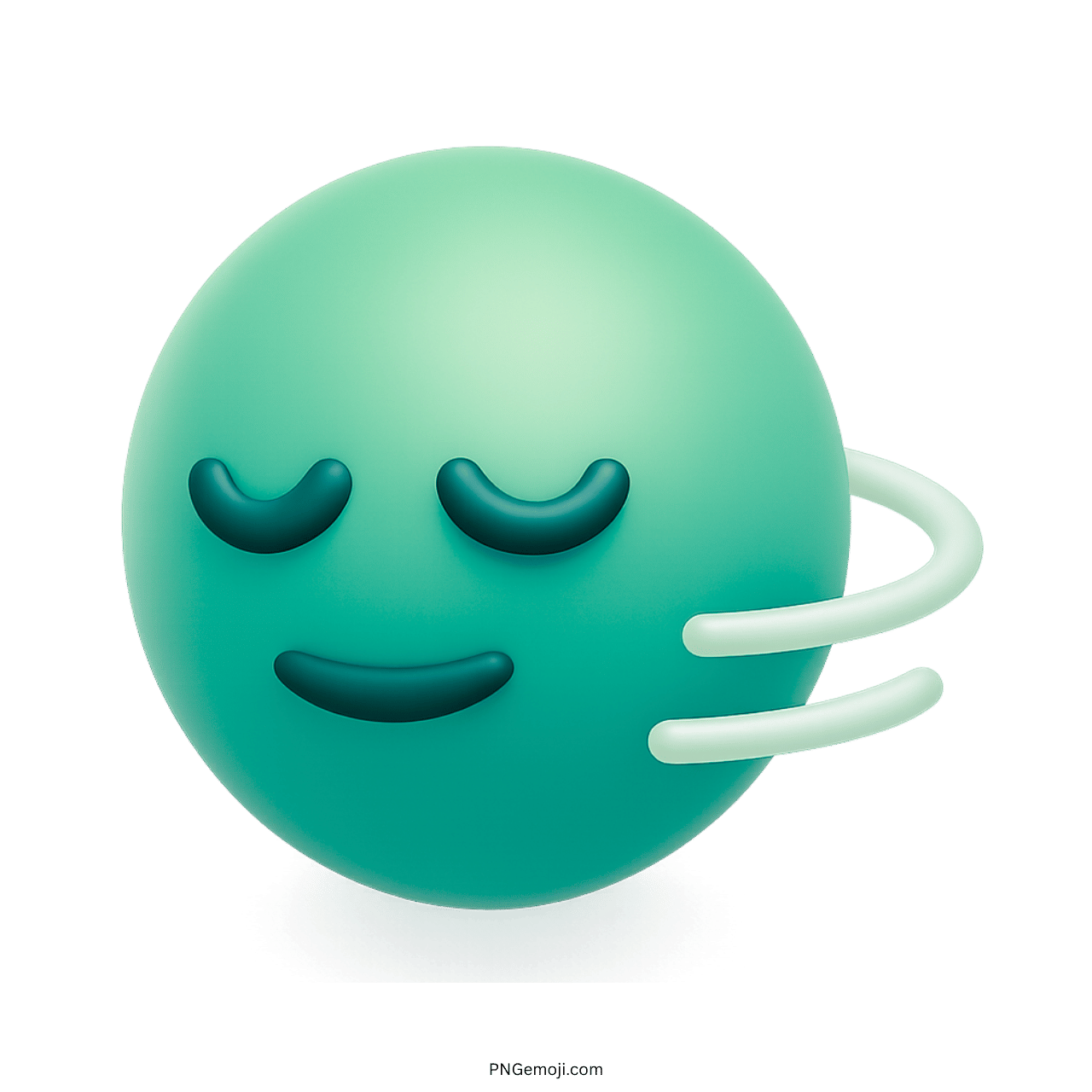 Teal 3D nodding face emoji with peaceful closed eyes and motion lines
