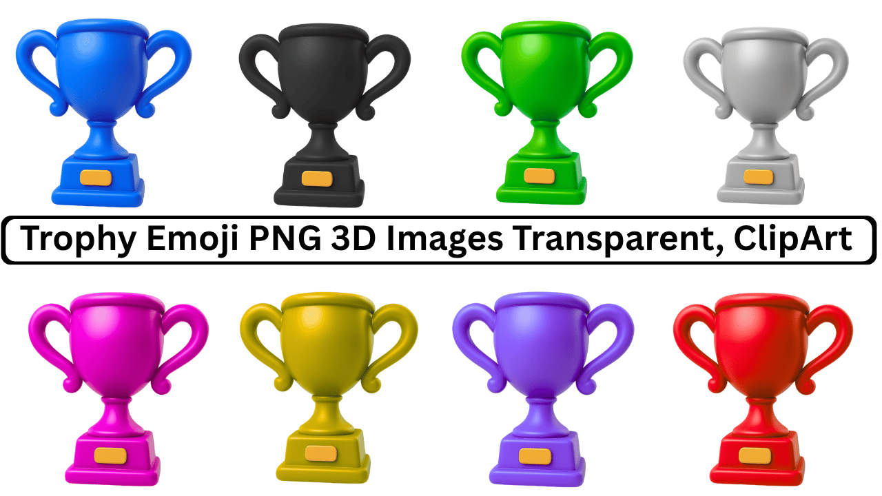 3D colorful trophy emoji icons PNG with transparent background clipart images