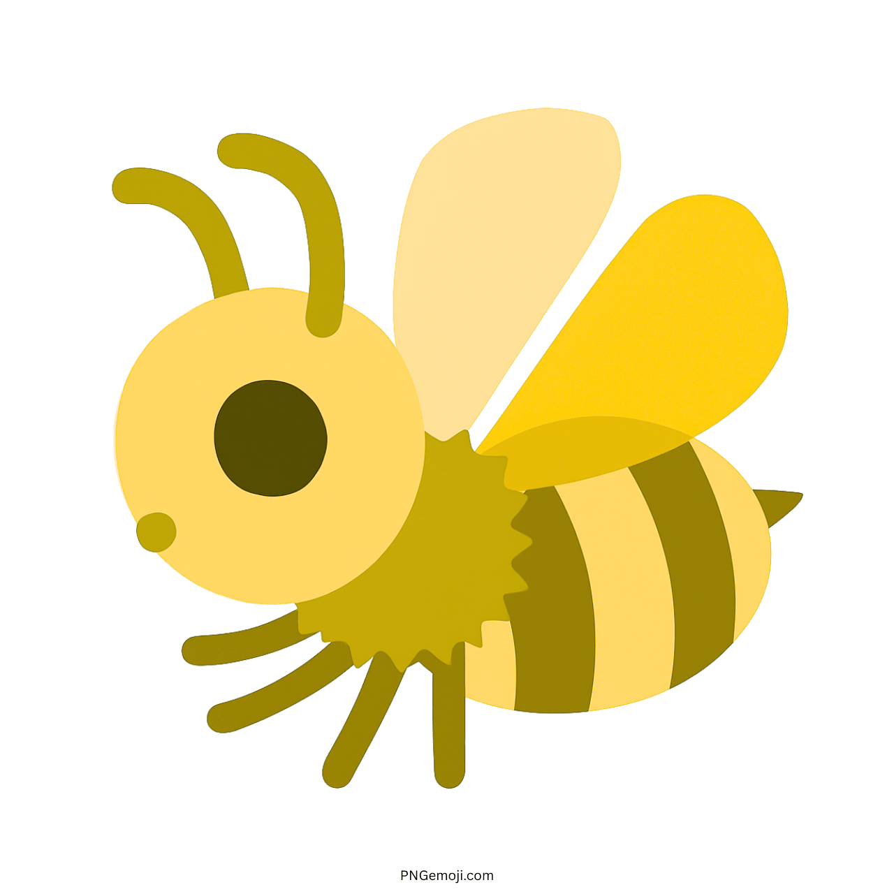 Yellow honeybee emoji with transparent background, 3D cartoon style design