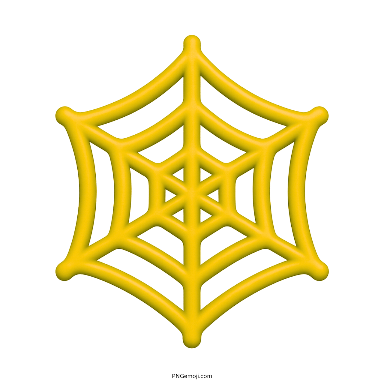 3D yellow spider web emoji icon with transparent background for graphic designs