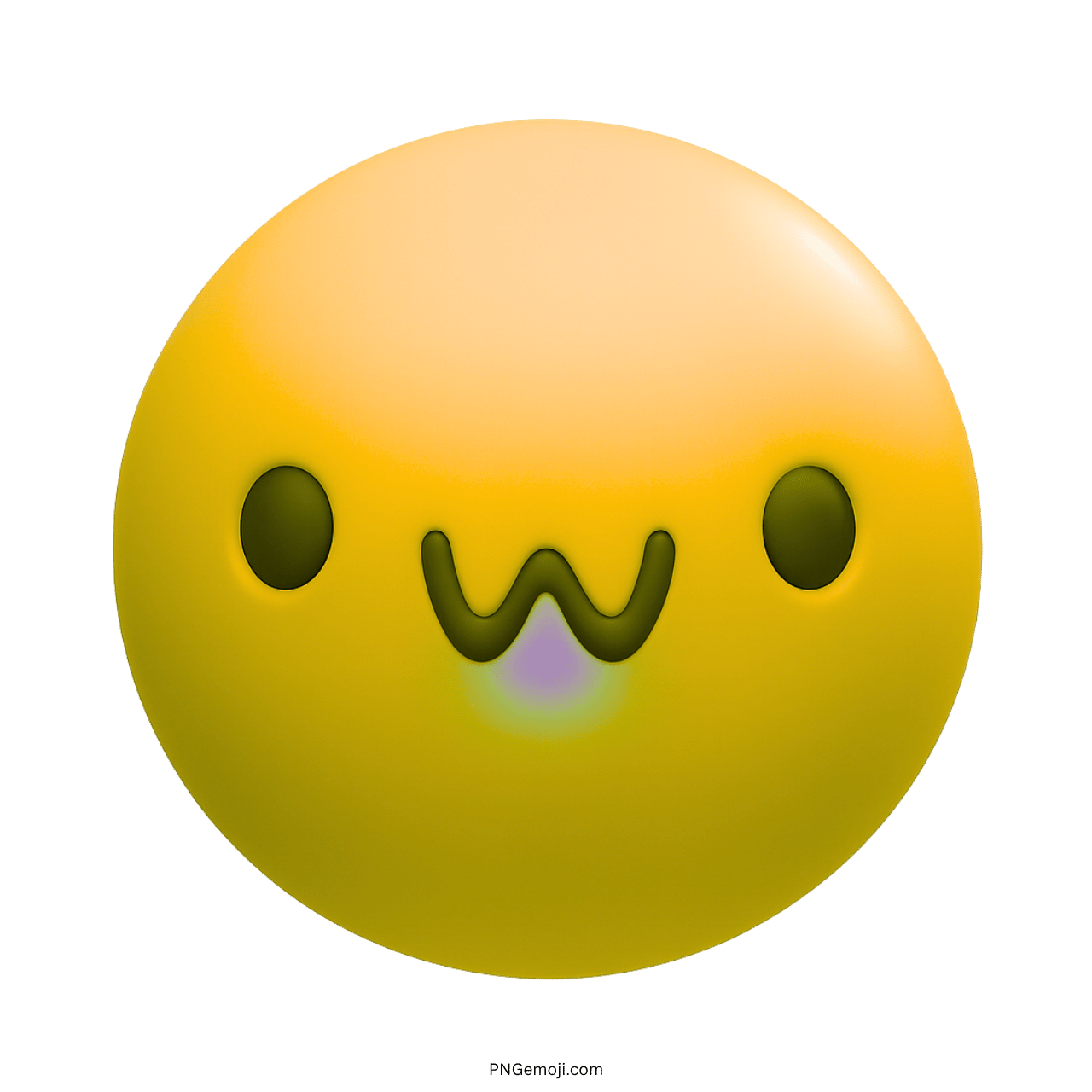 Cute 3D yellow UwU emoji face with round design