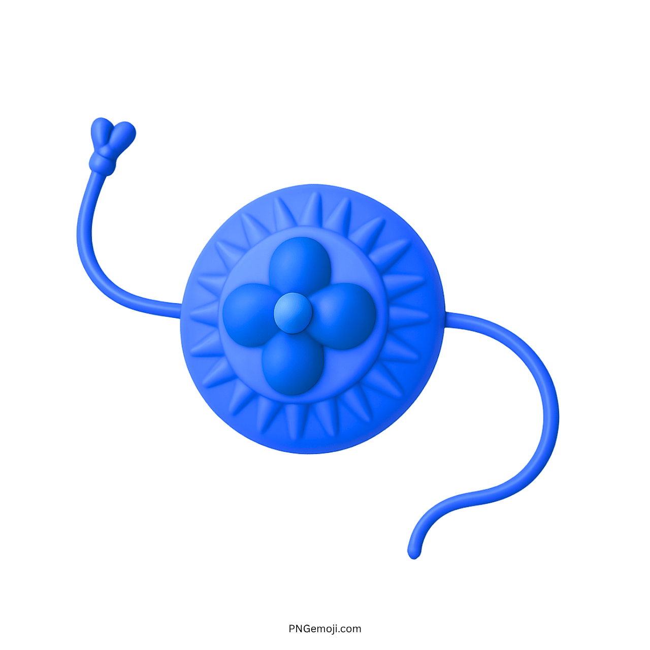 Blue 3D rakhi emoji with floral design and curved threads for Raksha Bandhan celebrations