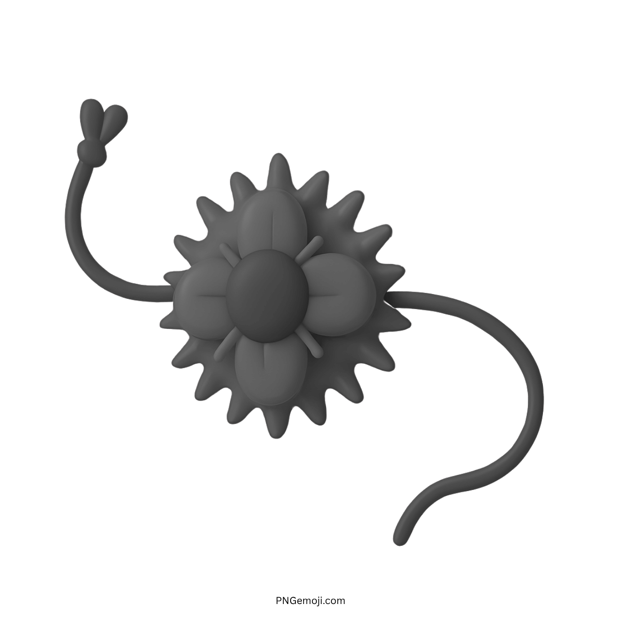 3D black rakhi emoji with floral design and transparent background for digital use