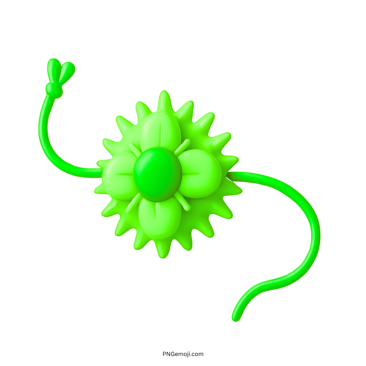 Bright green 3D rakhi emoji with floral design and transparent background