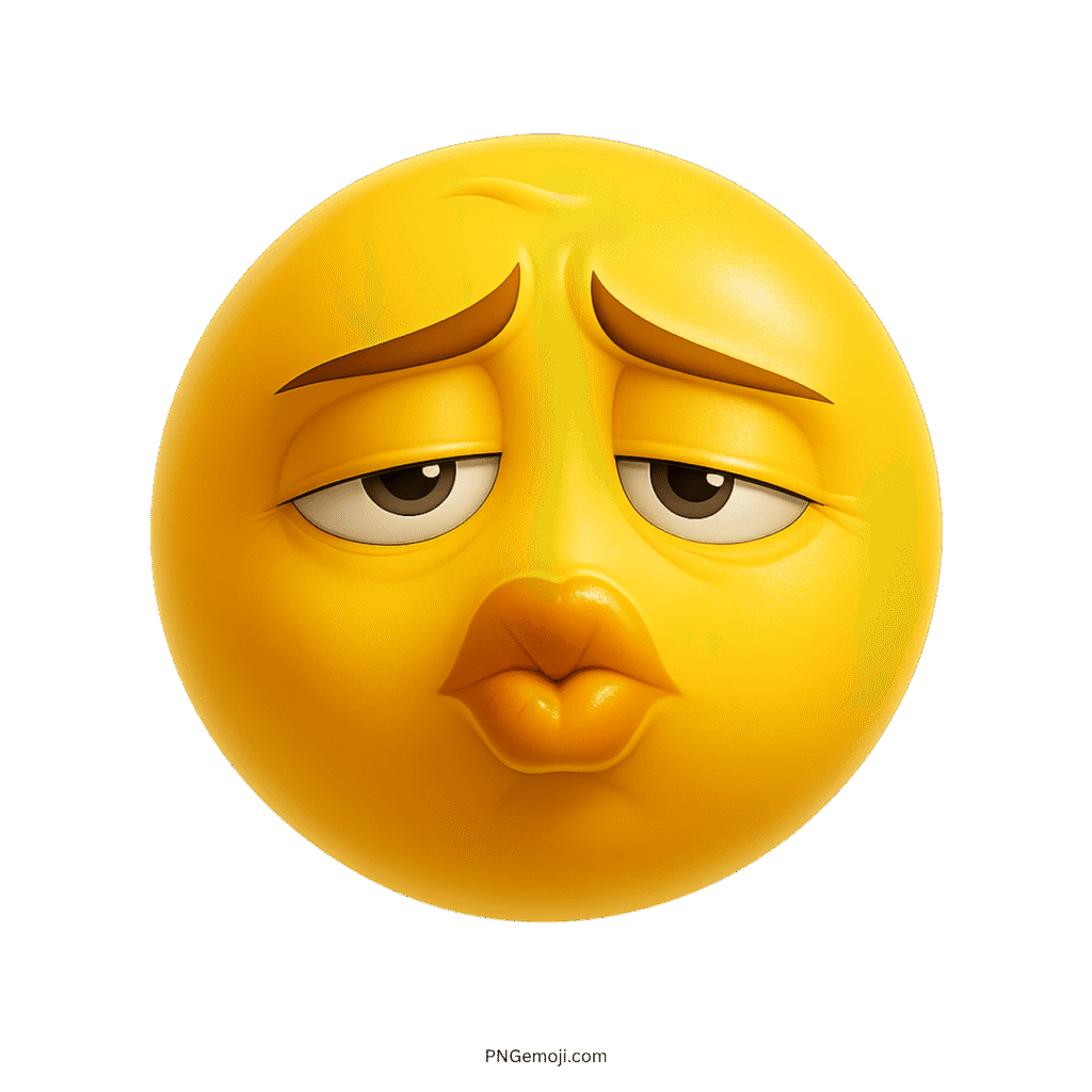 3D kissy face emoji with pouty lips and romantic flirty expression PNG