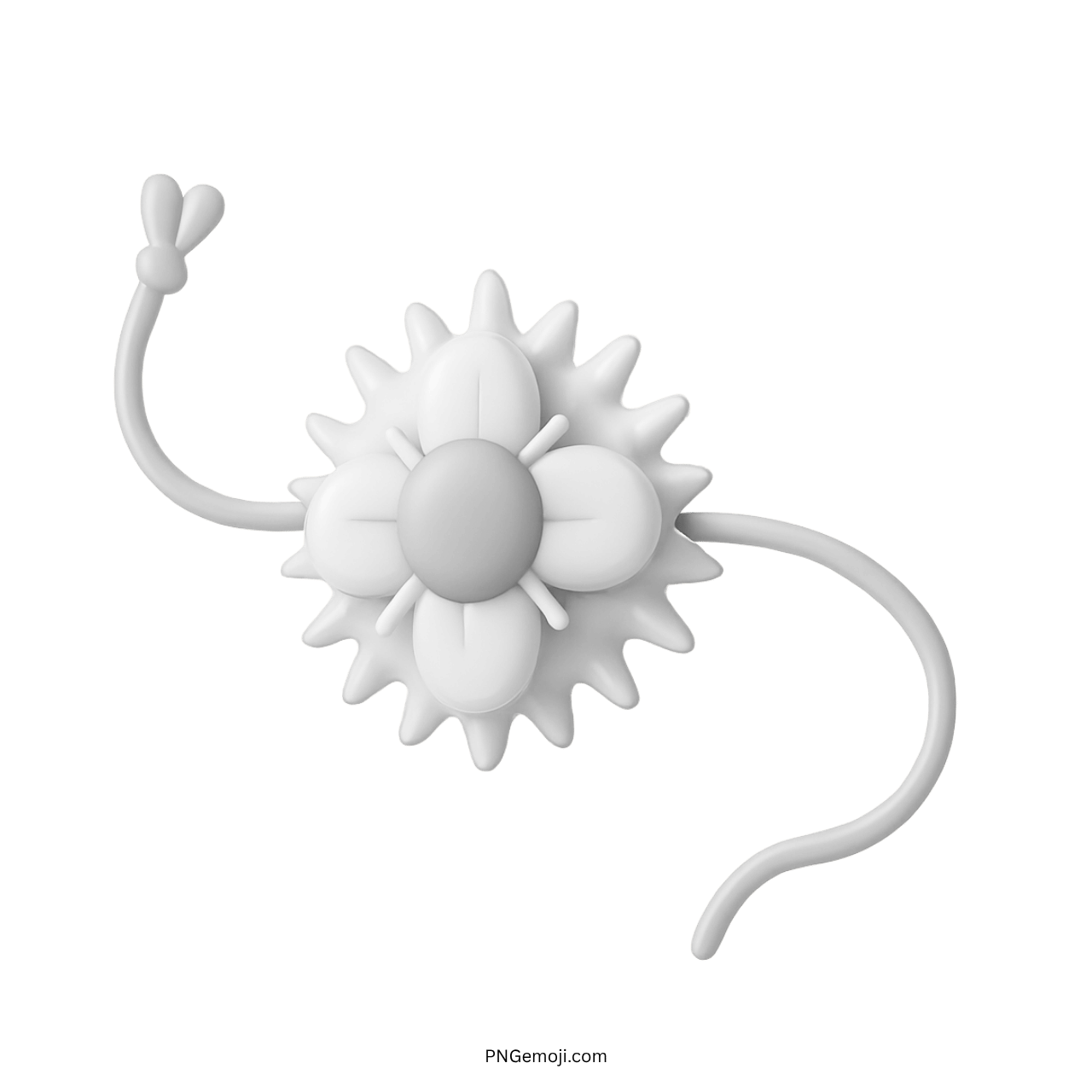 3D white flower rakhi emoji with decorative string on transparent background