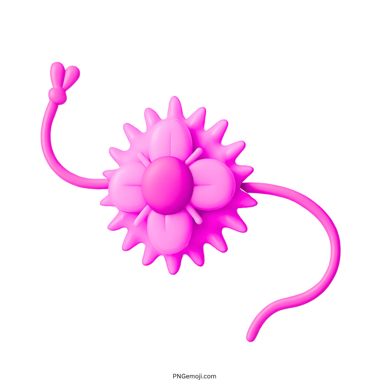 3D pink rakhi emoji with floral petals and transparent background for Raksha Bandhan