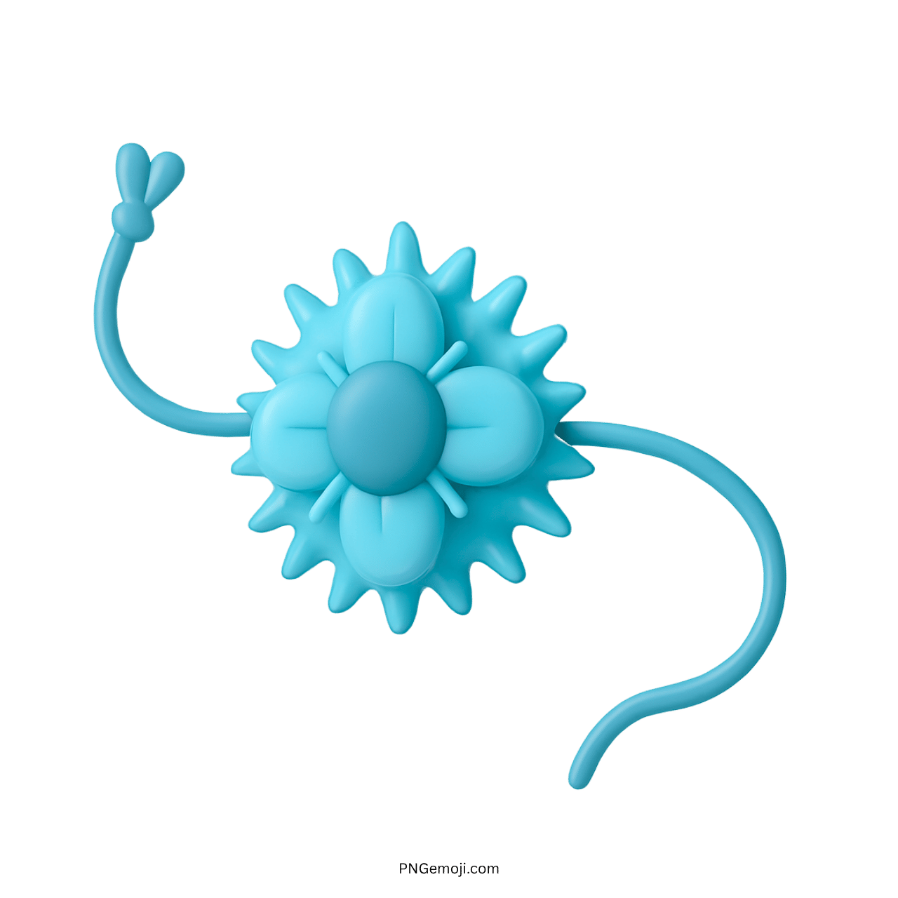3D blue flower rakhi emoji with string on transparent background clipart