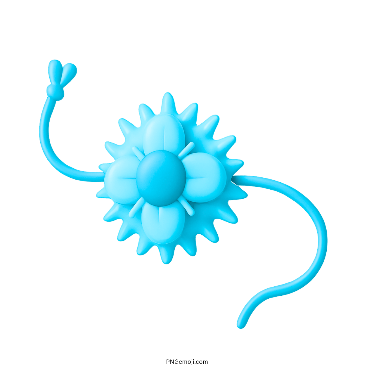 3D blue rakhi emoji with floral petals and transparent background for Raksha Bandhan