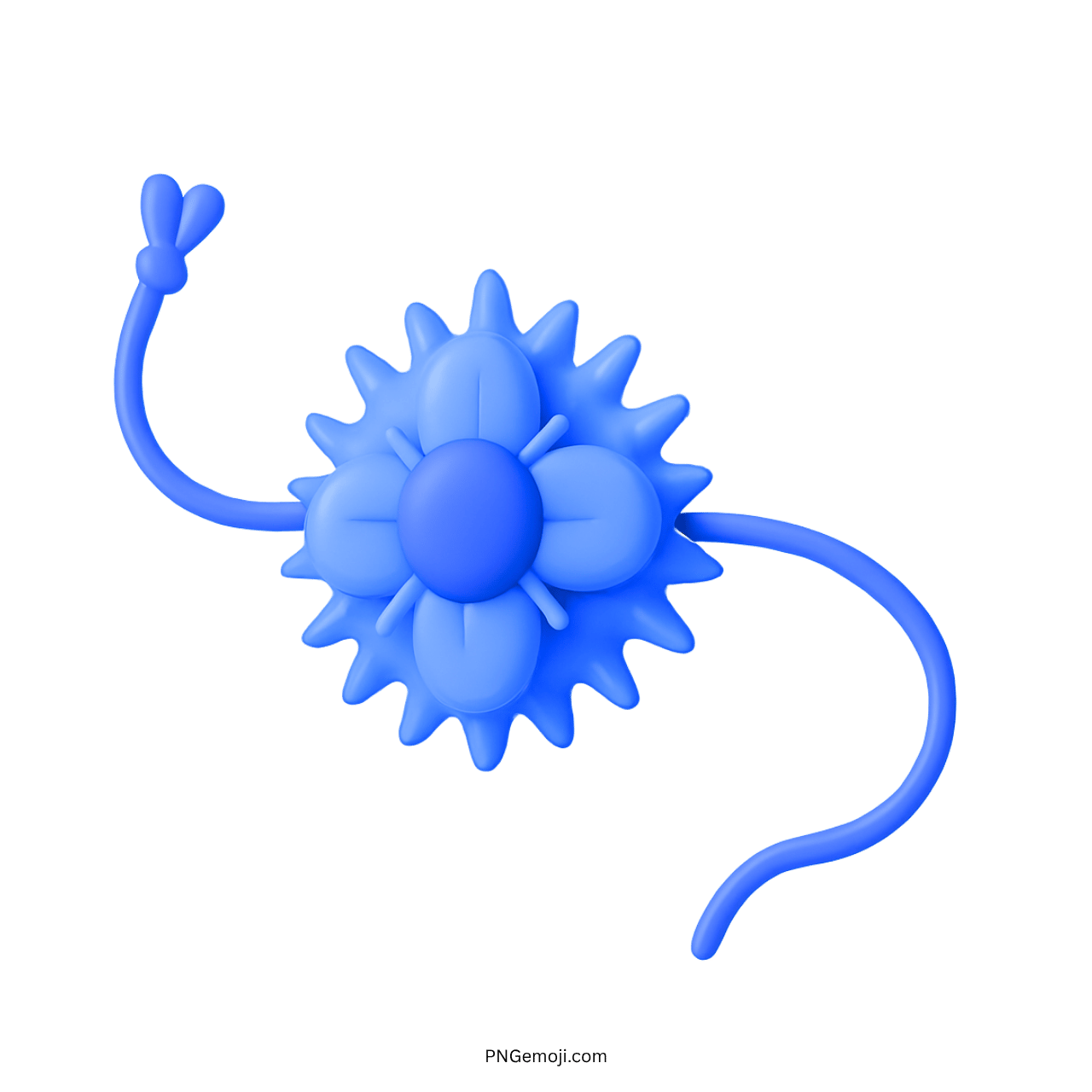 3D blue flower rakhi emoji with transparent background for Raksha Bandhan