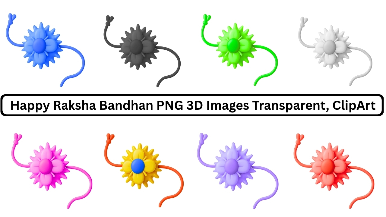 Happy Raksha Bandhan 3D colorful rakhi emoji clipart set with transparent background