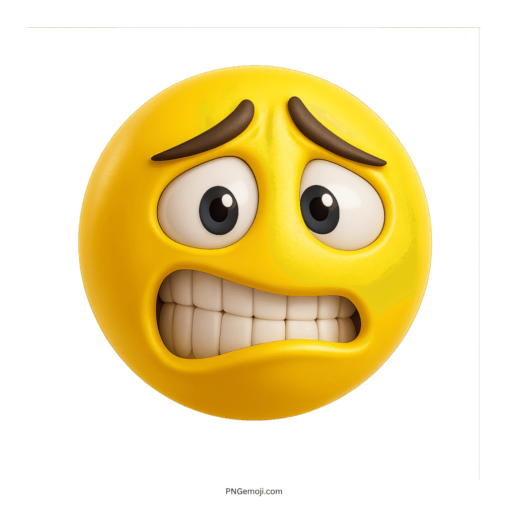 3D grimacing face emoji with nervous eyes and clenched teeth expression PNG