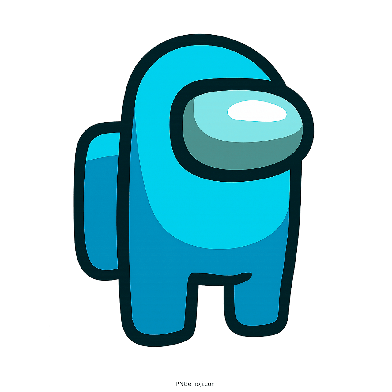 Blue Among Us character emoji with transparent background, cartoon style.