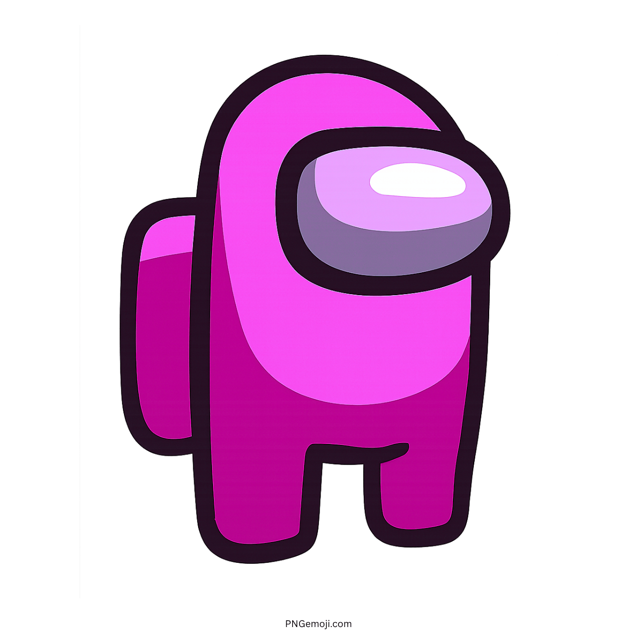 Pink Among Us character emoji with transparent background, cartoon style.