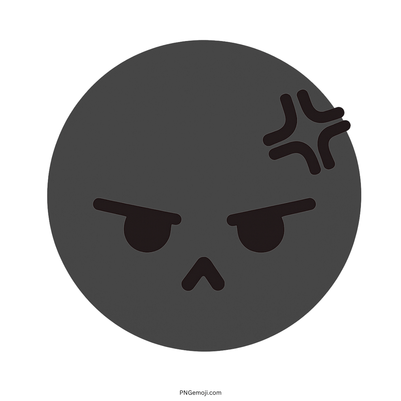 Angry Tiktok emoji black face with glare and frown PNG transparent background
