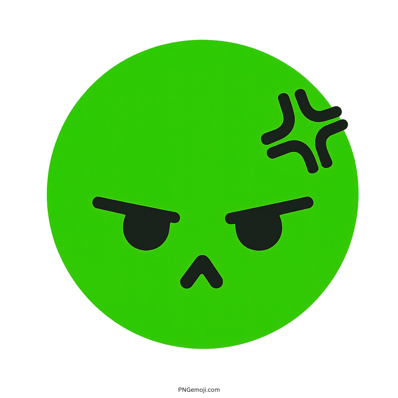Angry Tiktok emoji green face with glare and frown PNG transparent background