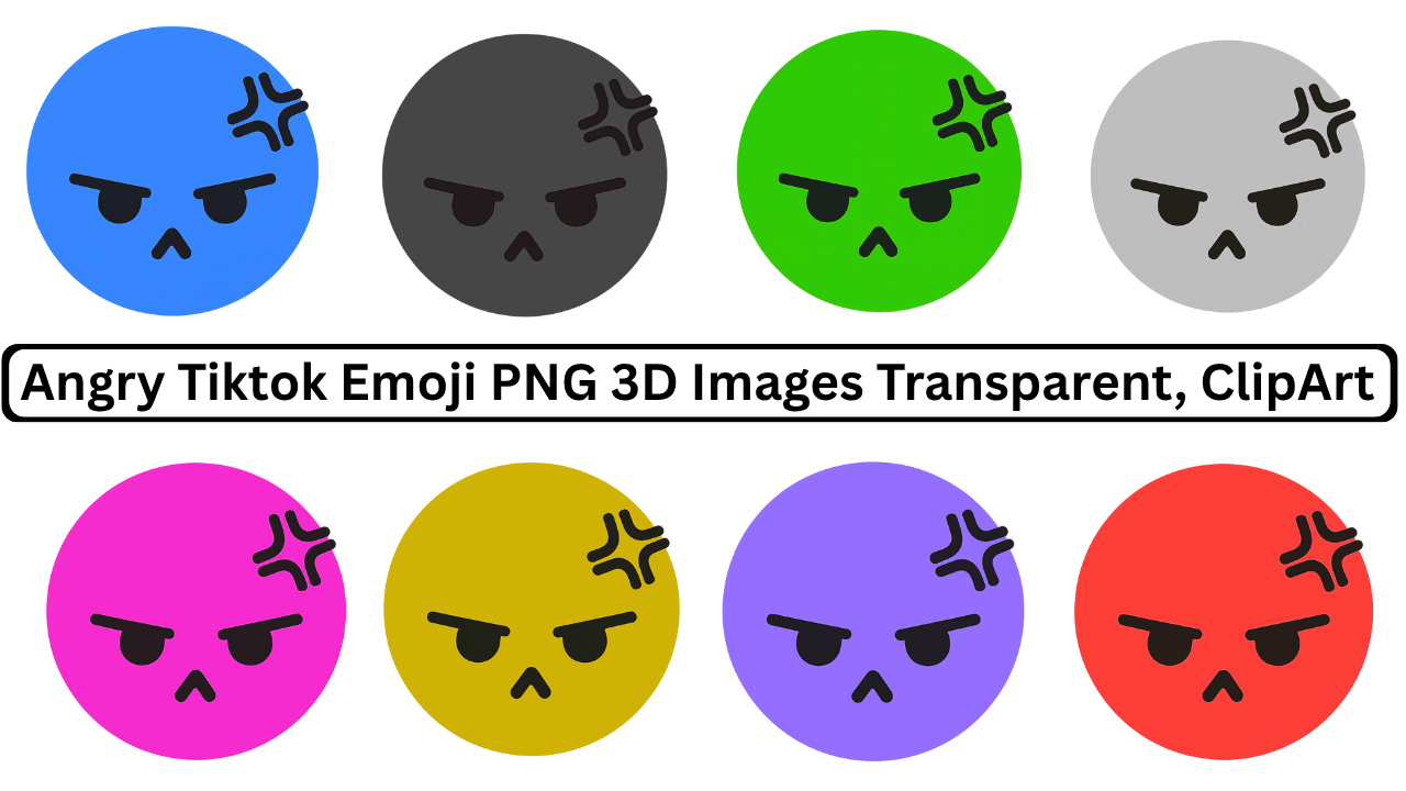 Angry TikTok emoji PNG 3D color variations with transparent background clipart collection