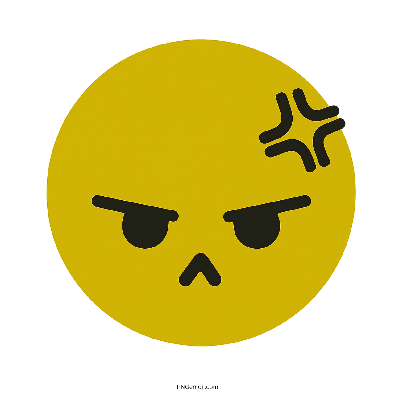 Angry Tiktok emoji yellow face with frown and glare PNG transparent background