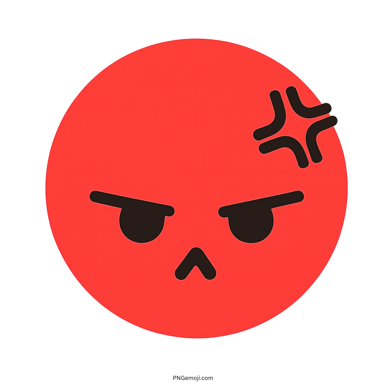 Angry TikTok red face emoji with frown and anger symbol for social media reactions