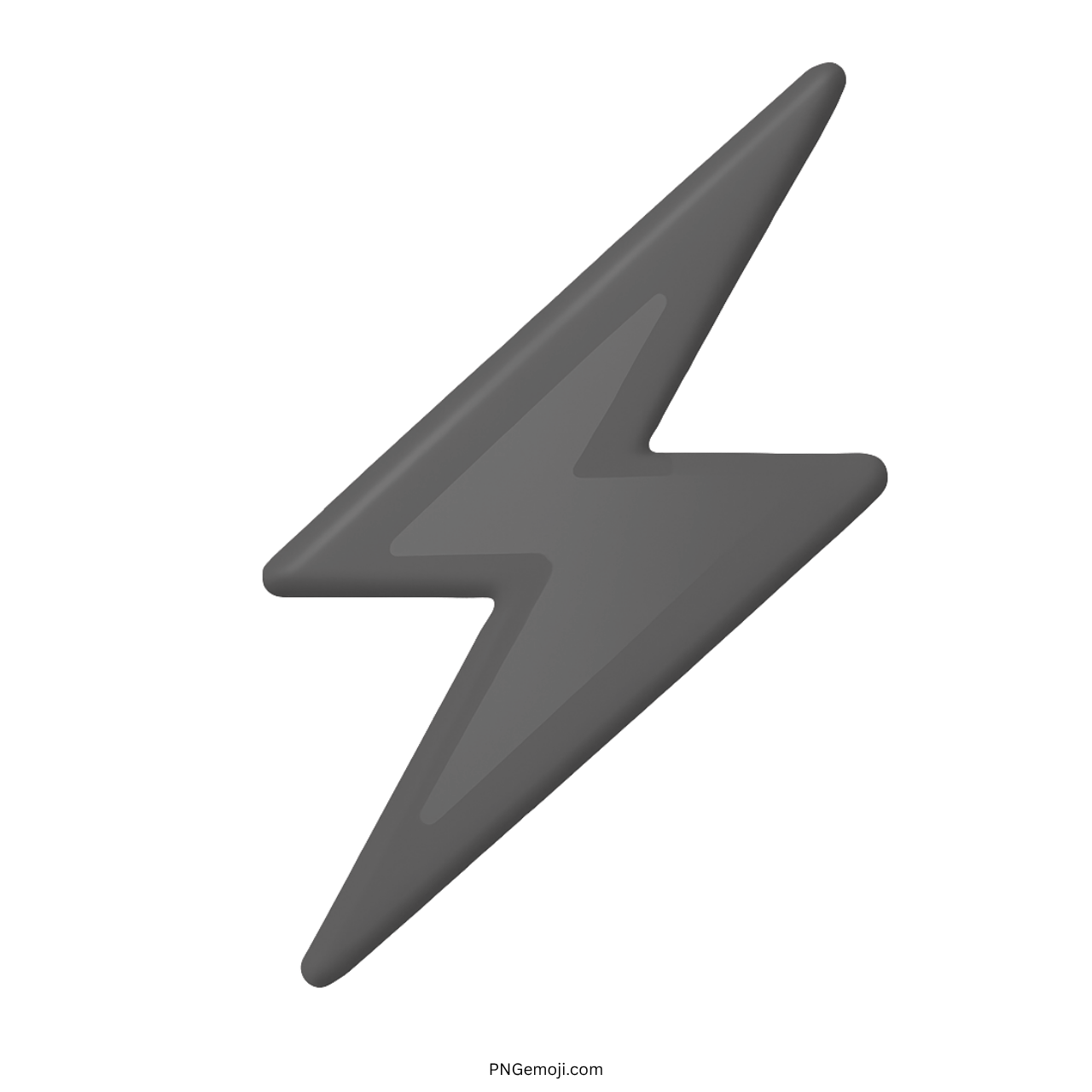 Black 3D lightning bolt emoji icon with transparent background high-quality graphic