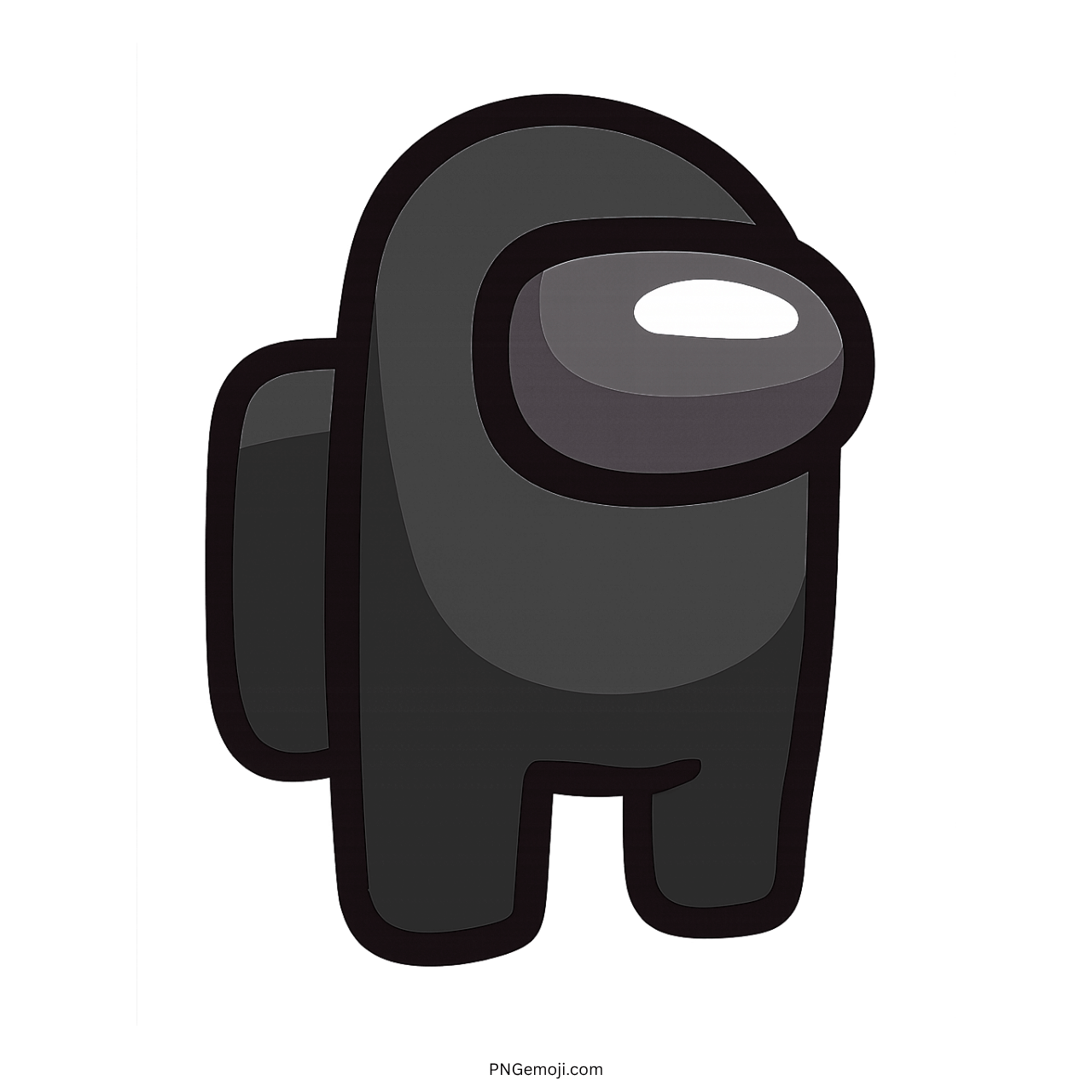 Black crewmate emoji from Among Us with a large visor, minimalistic design, dark tone.