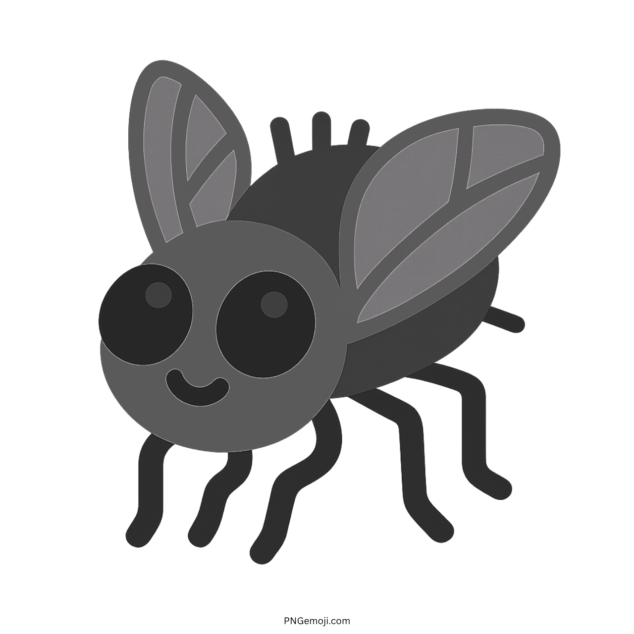 Black fly emoji with 3D cartoon style and transparent background high-quality PNG
