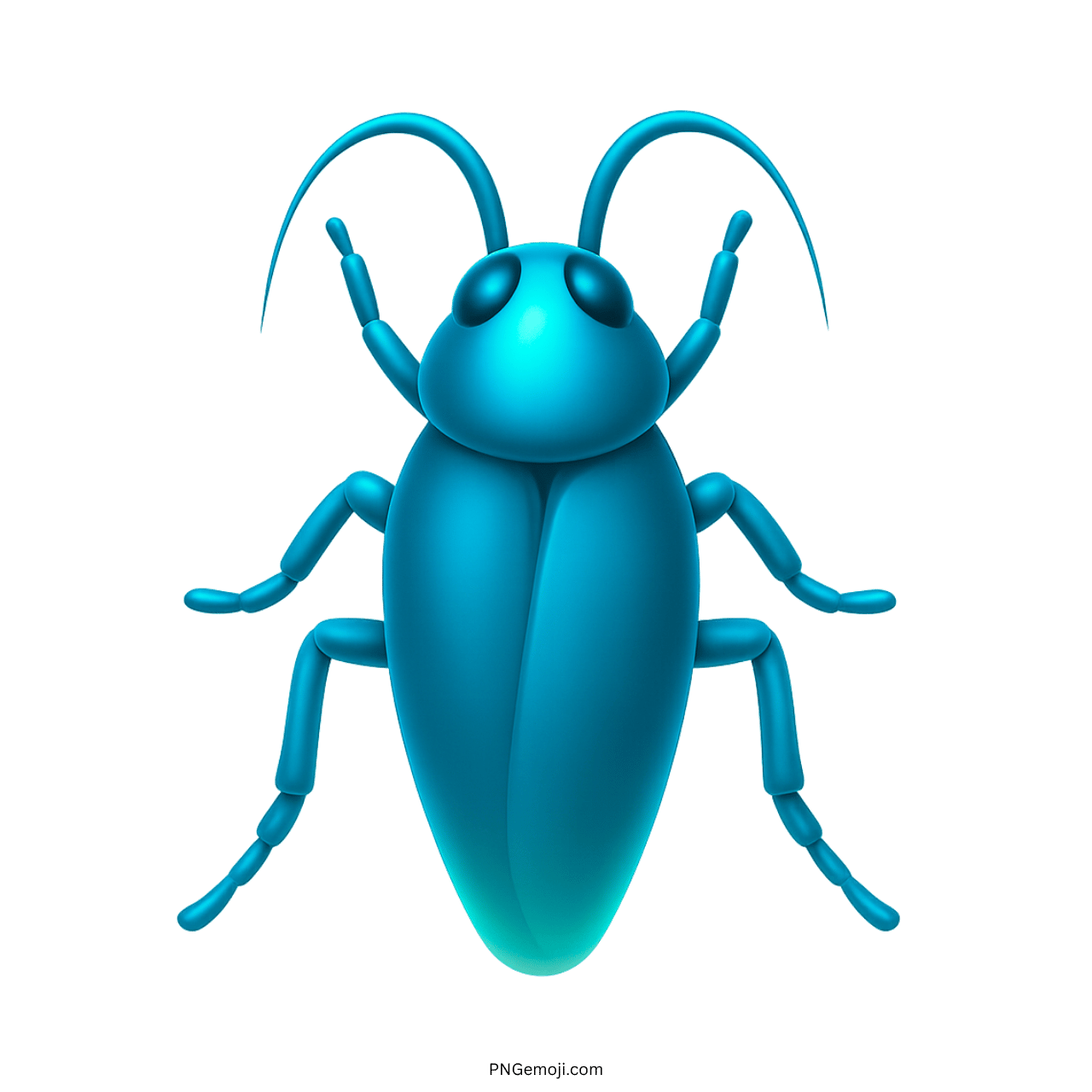 Blue 3D cockroach emoji with transparent background for UI, art, and clipart