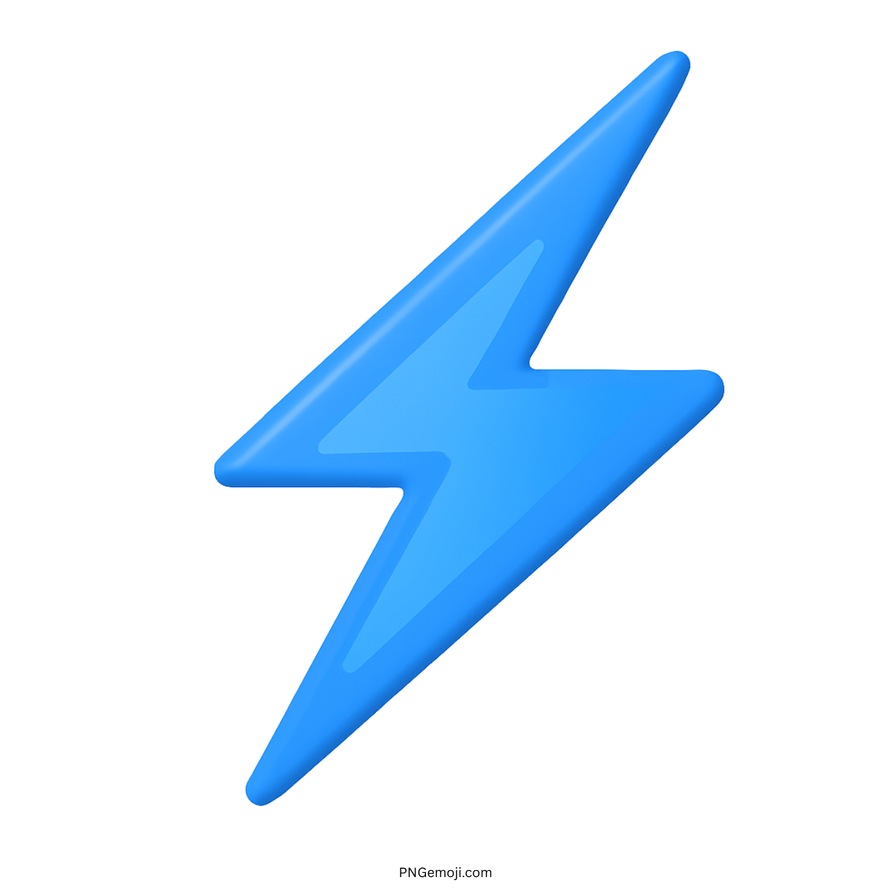 Blue 3D lightning bolt emoji icon on transparent background high-resolution clipart
