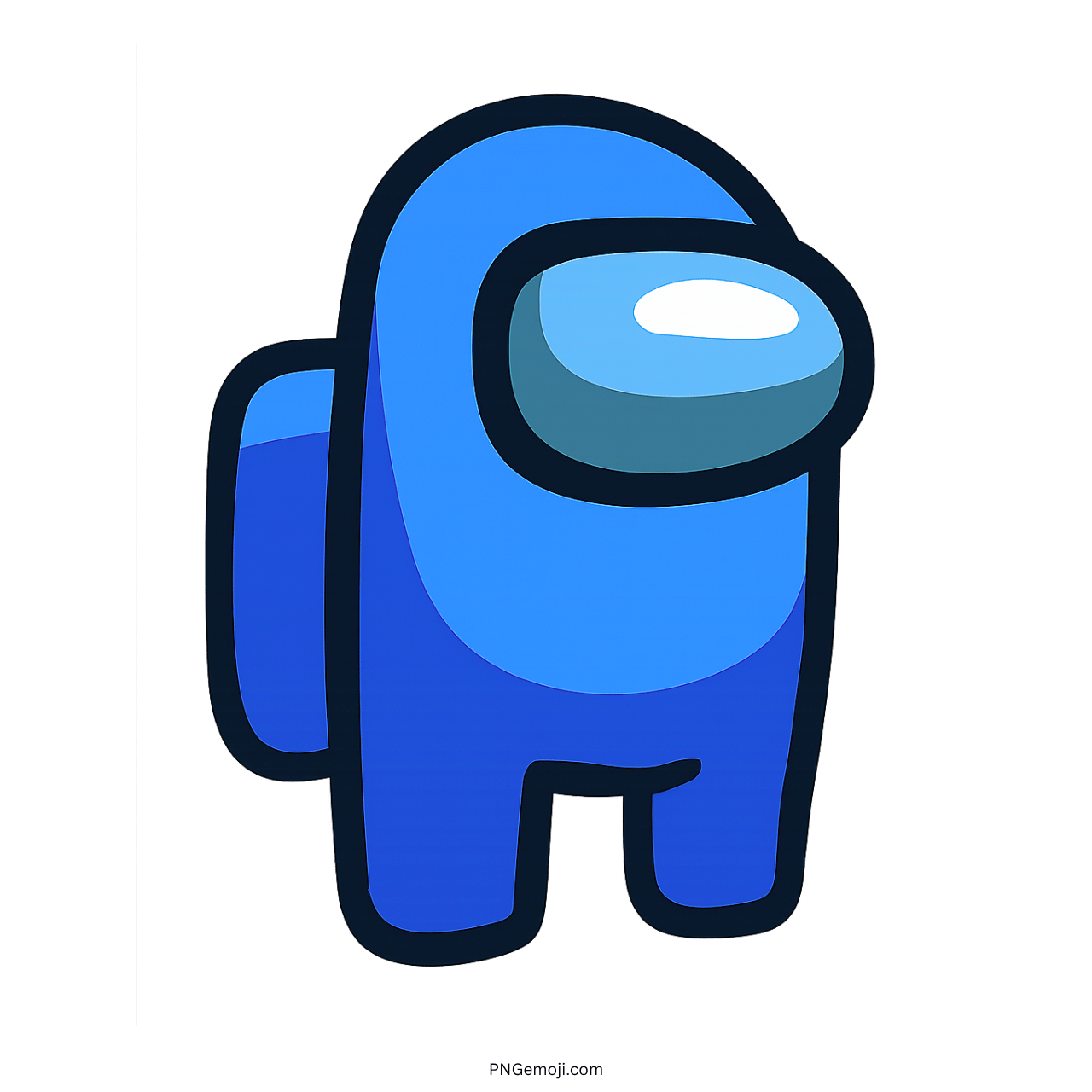 Blue crewmate emoji from Among Us with a large visor, cartoon style, simple design.
