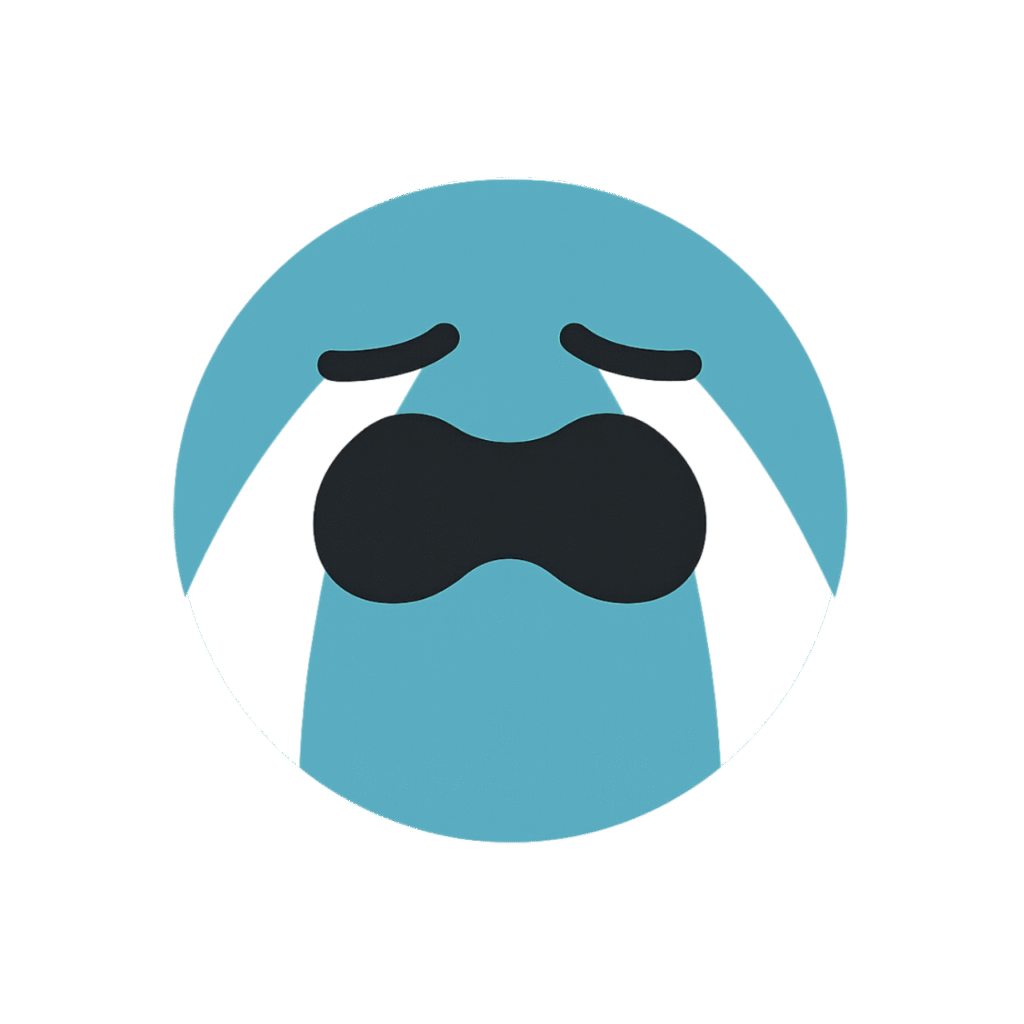 Blue crying emoji used on TikTok with tears streaming down face