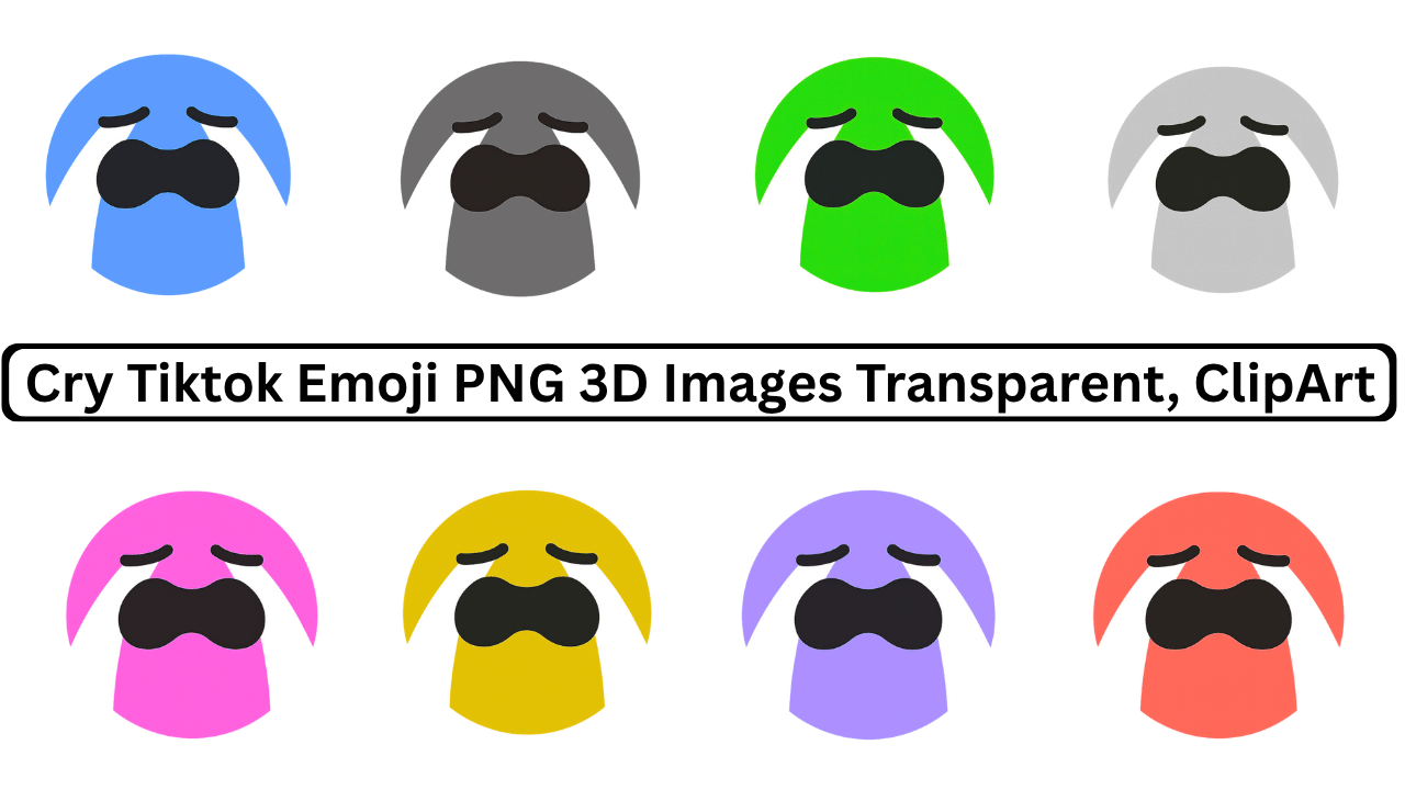 Colorful 3D Crying TikTok Emojis with Transparent Background