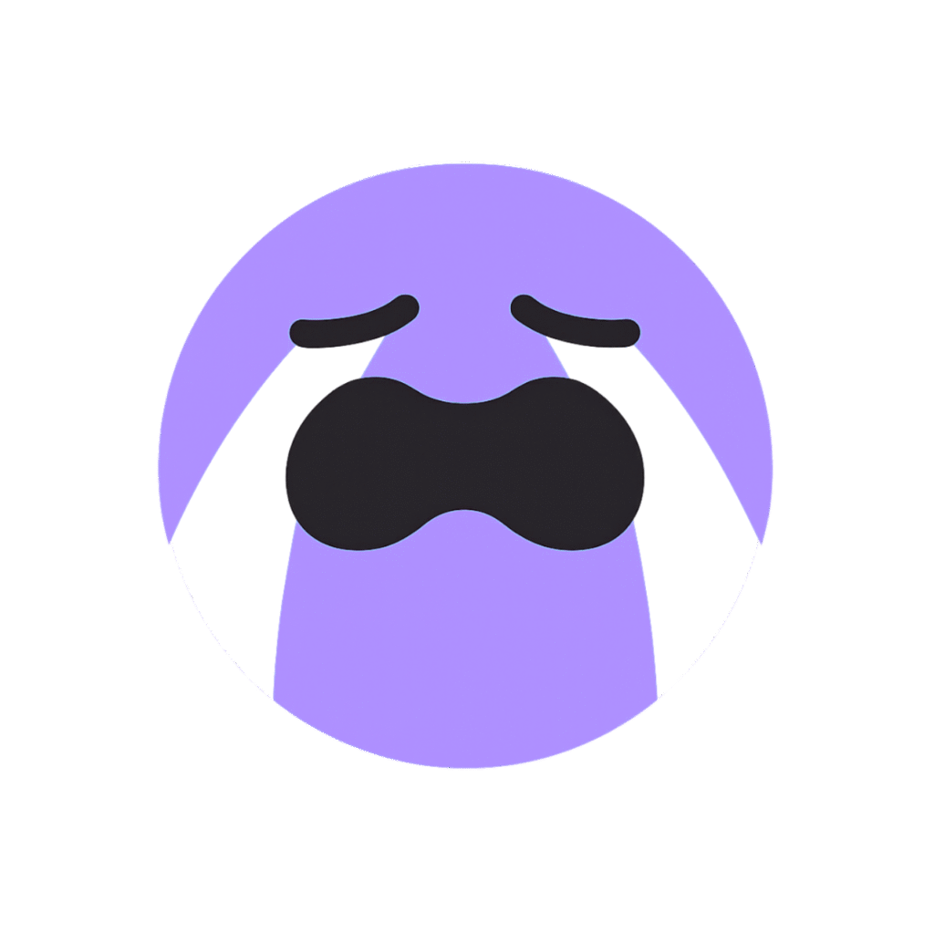Purple crying emoji used on TikTok with tears streaming down face