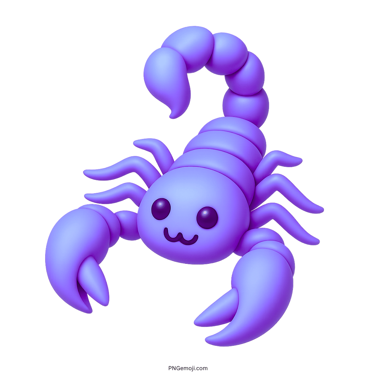 Cute 3D blue scorpion emoji with kawaii face, curled tail and cartoon claws