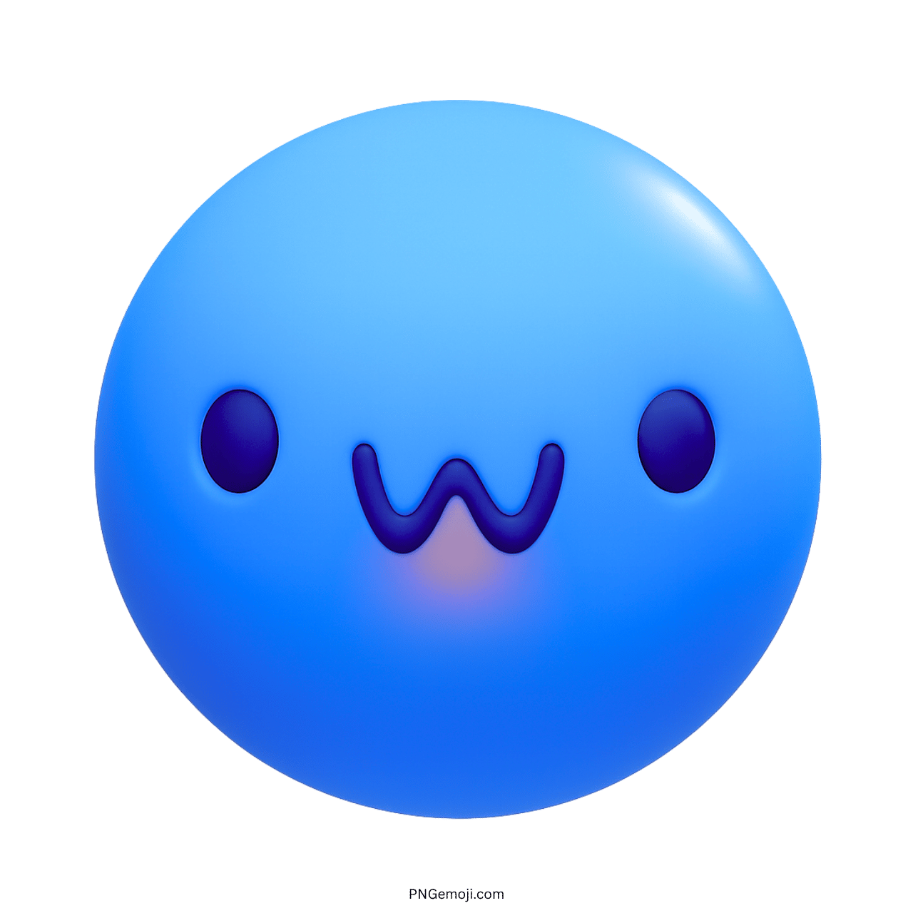 Adorable blue UwU emoji with kawaii expression and 3D glossy finish
