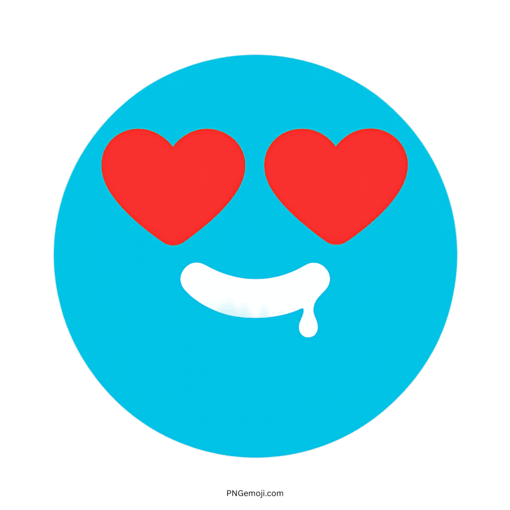  Blue emoji with heart-shaped eyes and drooling expression, symbolizing infatuation or attraction.