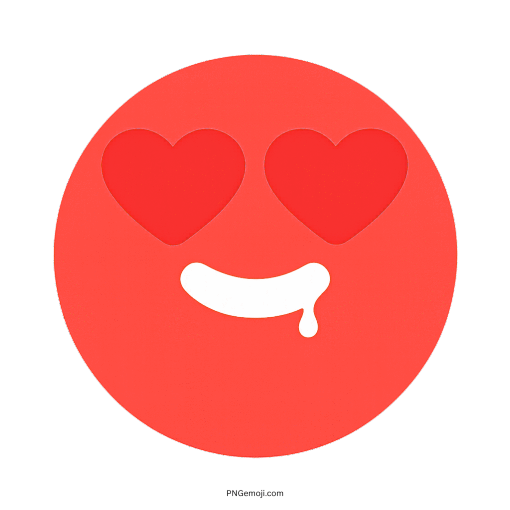 Red emoji with heart-shaped eyes and drooling expression, symbolizing infatuation or attraction.