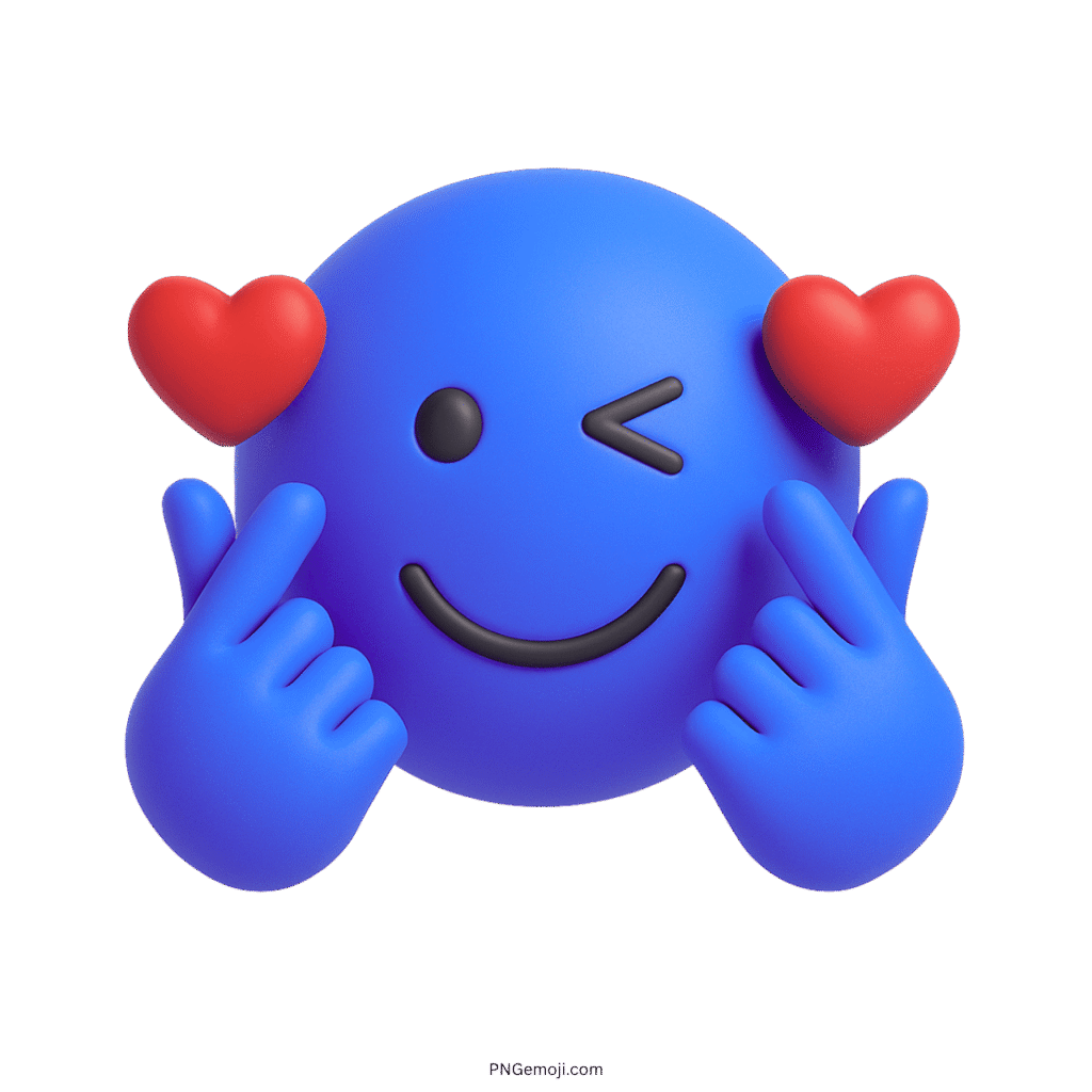 Finger Heart Emoji with Wink and Love Heart