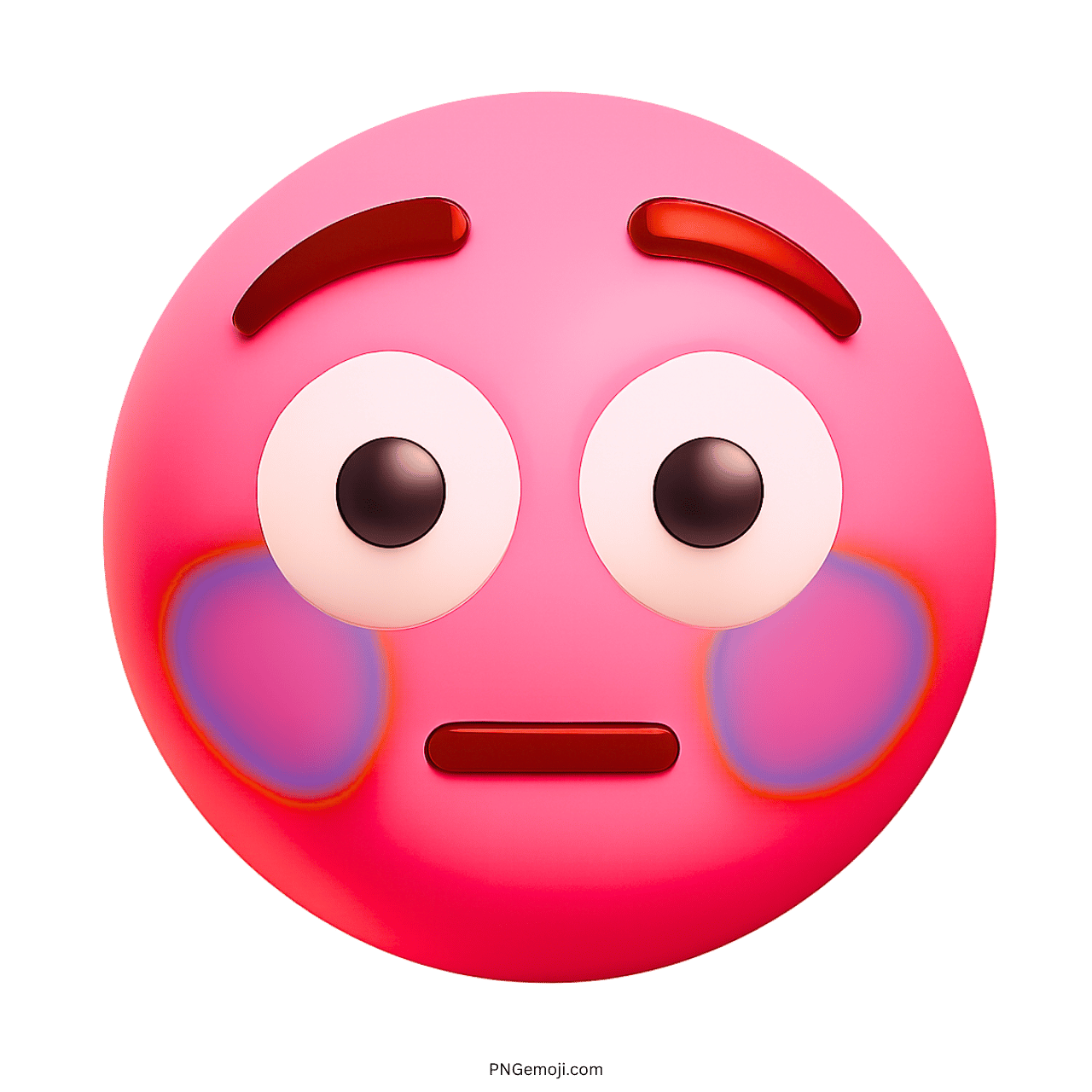 Flushed emoji with pink color, wide eyes, and pink cheeks showing a surprised expression.