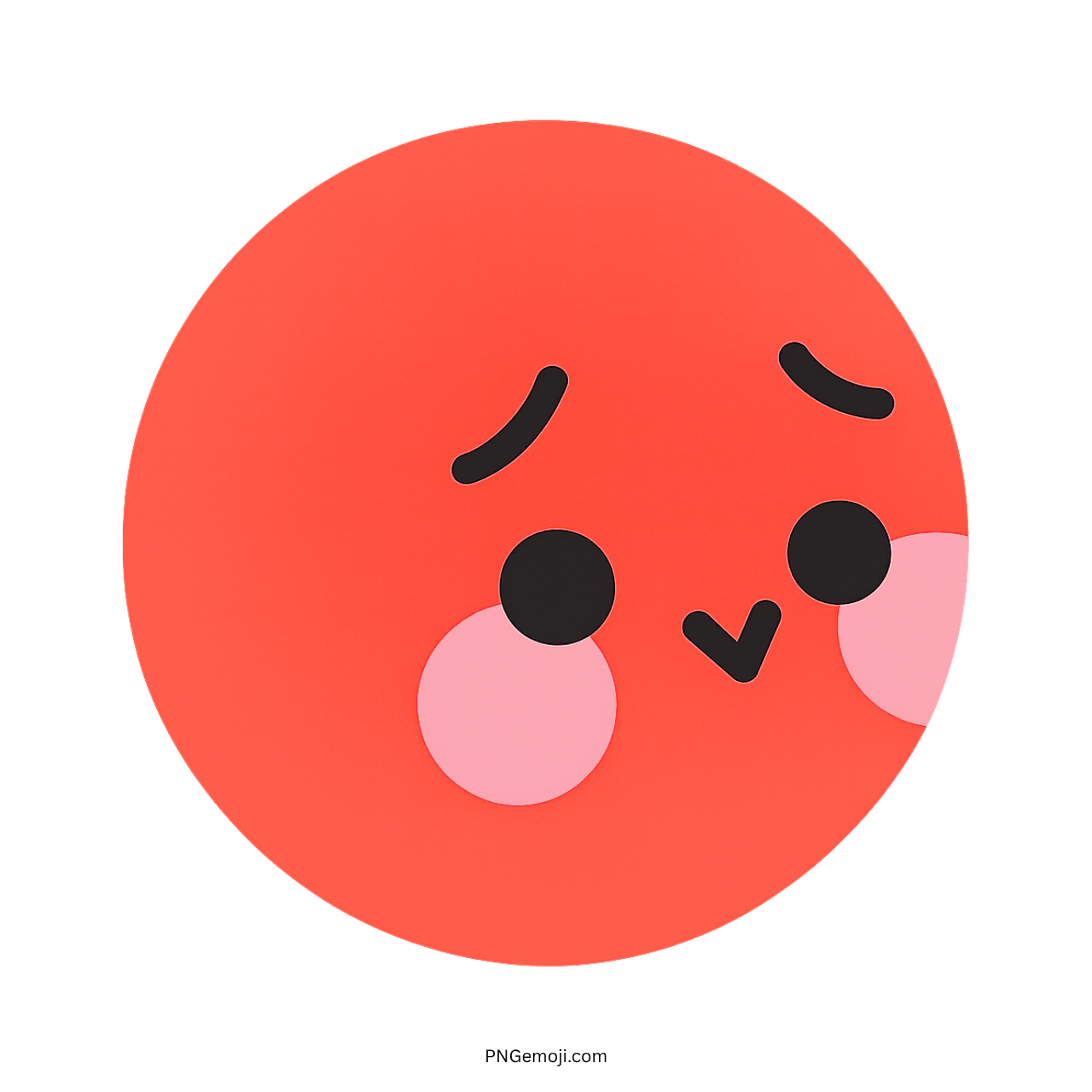Red flushed TikTok emoji with shy blushing cheeks and cute facial expression PNG