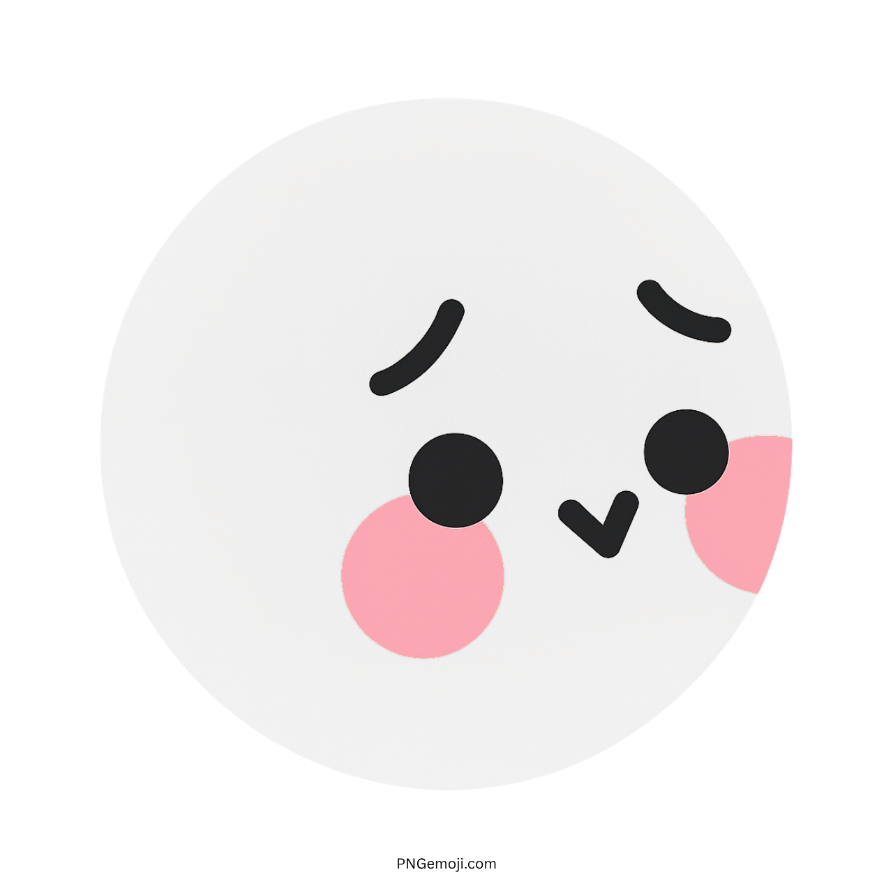 White flushed TikTok emoji with shy blushing cheeks and cute facial expression PNG