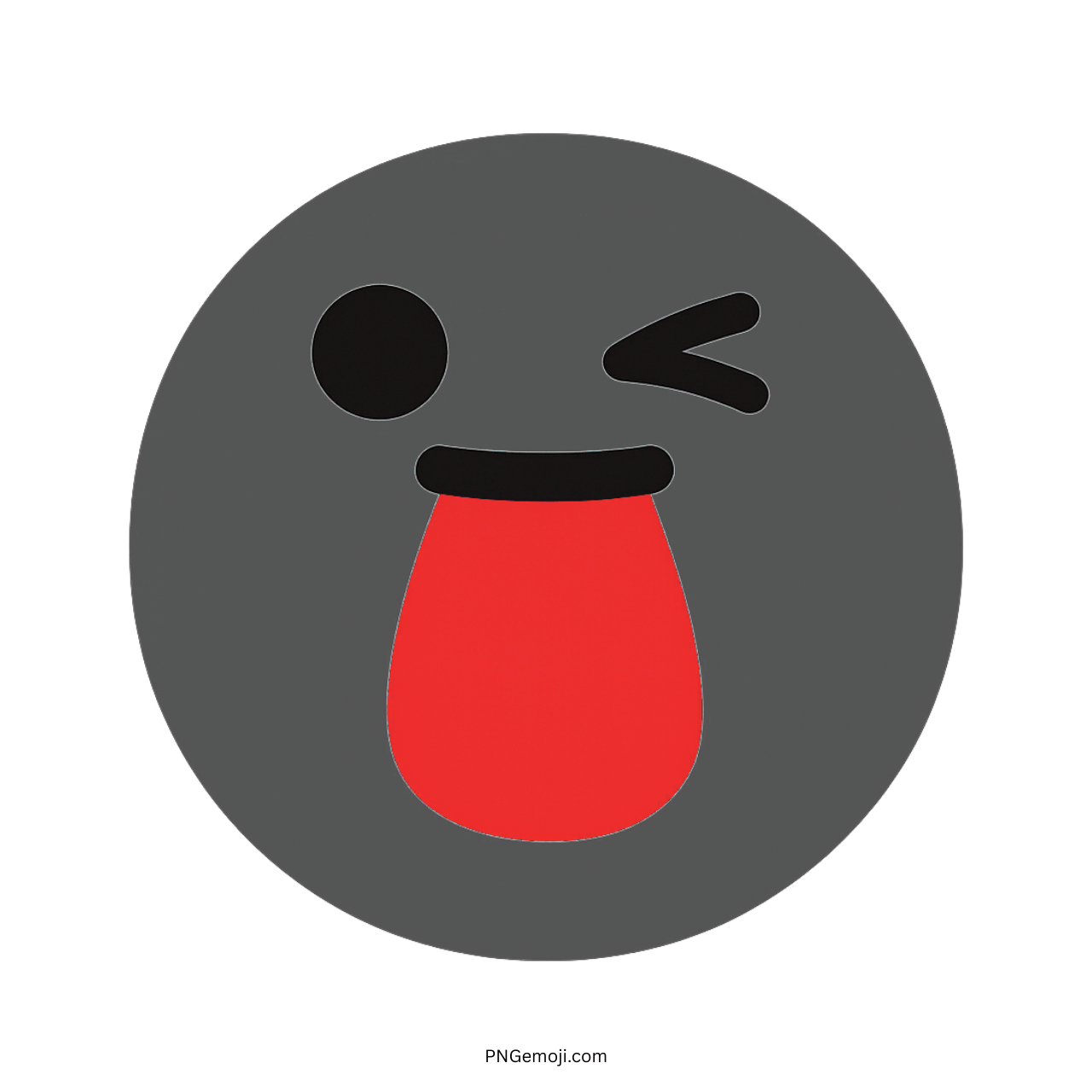 Funny face winking tongue out TikTok emoji with black face and red tongue design