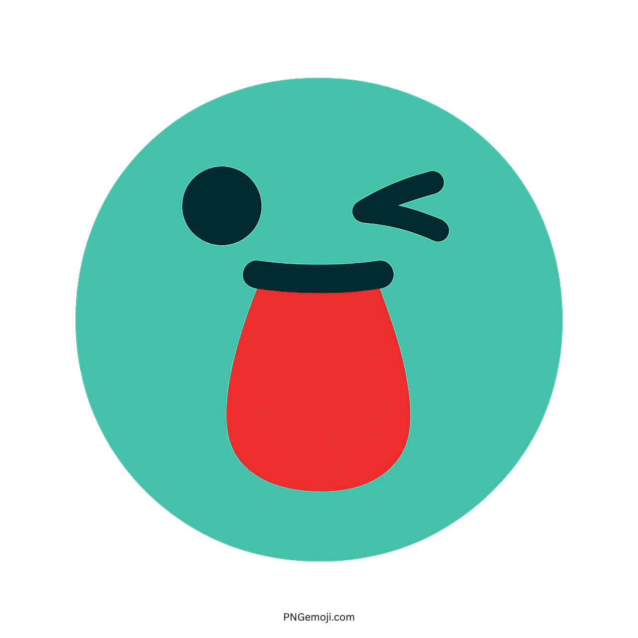 Funnyface TikTok emoji with green face, winking eye, and red tongue sticking out