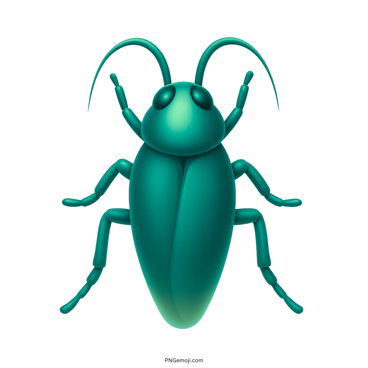 Green 3D cockroach emoji with transparent background for creative app and web designs