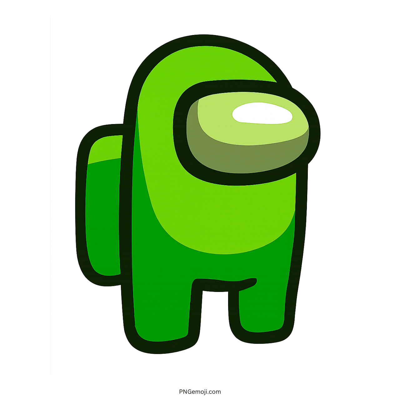 Green crewmate emoji from Among Us with a white visor and smooth, simple design.