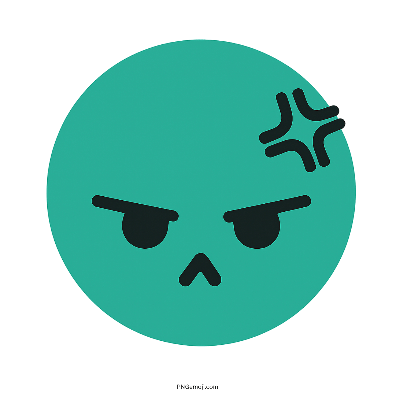 Green angry TikTok emoji with black frown and forehead anger symbol for reactions