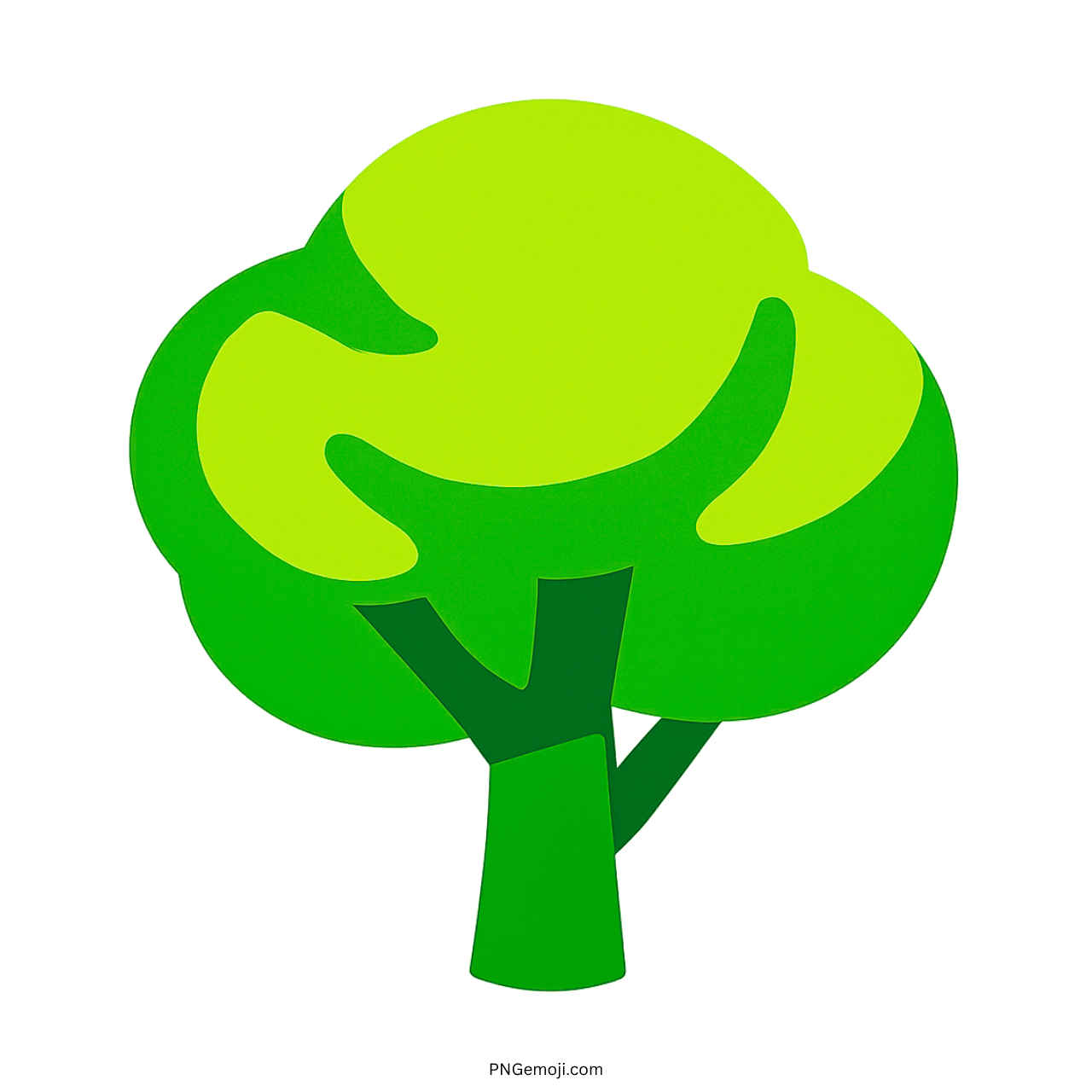 Bright green deciduous tree emoji with smooth design and green trunk