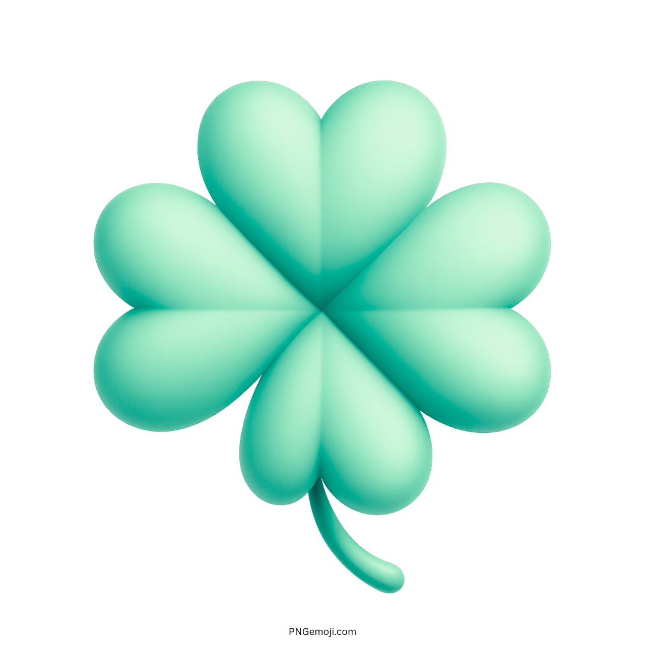 Green four-leaf clover emoji in 3D heart shape representing luck and hope