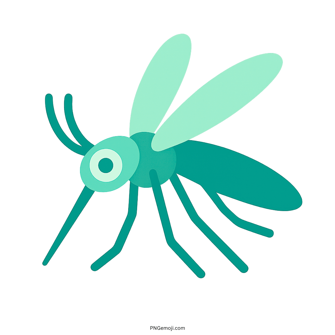 Green mosquito cartoon emoji with light wings and vector style on transparent background