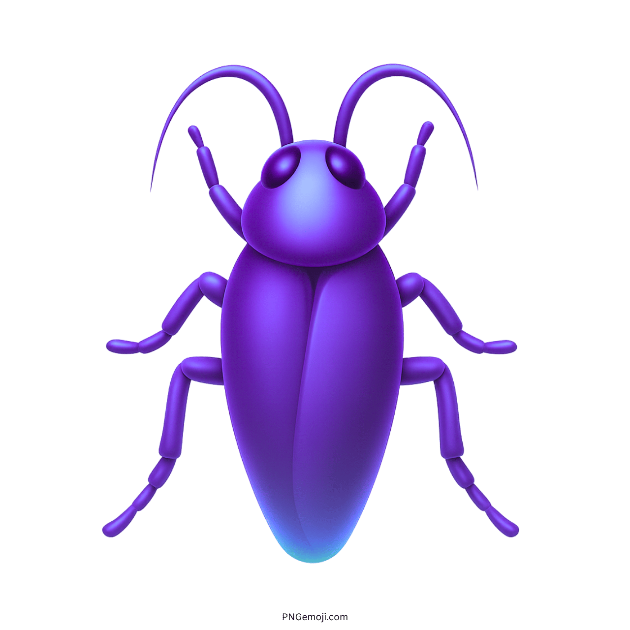 3D indigo purple cockroach emoji with transparent background for sticker and clipart use